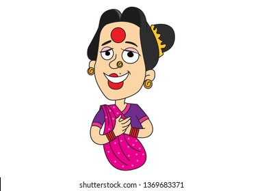 Vector cartoon illustration of Gossip lady laughing. Isolated on white background.