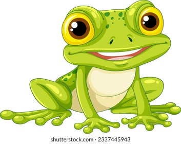 A vector cartoon illustration of a green frog isolated on a white background