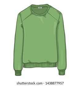 Vector Cartoon Illustration - Green Sweatshirt
