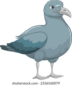 Dibujo vectorial de un pájaro gris parado aislado en un fondo blanco