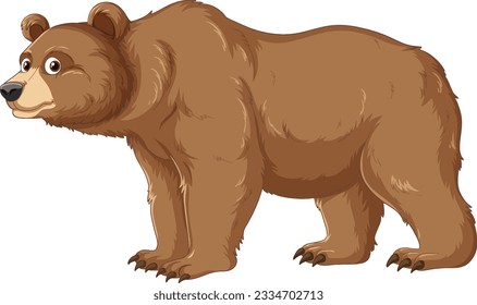 A vector cartoon illustration of a grizzly bear isolated on a white background