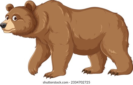 A vector cartoon illustration of a grizzly bear isolated on a white background
