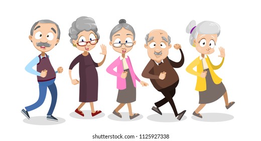 Group Seniors Walking Stock Illustrations, Images & Vectors | Shutterstock