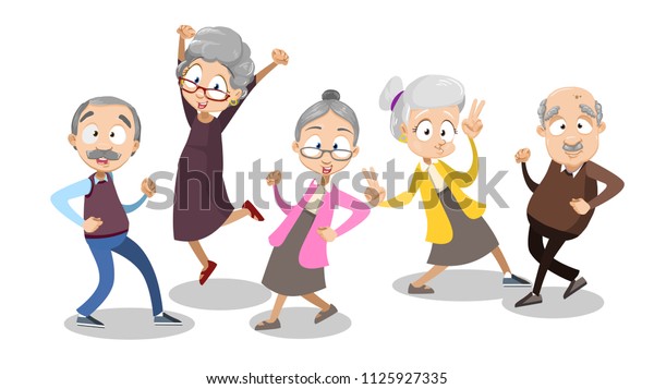 Vector Cartoon Illustration Group Aged Old Stock Vector (Royalty Free ...