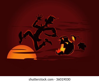 Vector cartoon illustration, halloween concept.
