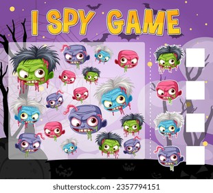A vector cartoon illustration of a Halloween-themed I-Spy game