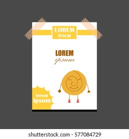 Vector cartoon illustration with hand drawn isolated swirl bun character background. Pastry shop icon. Sweet bakery food design
