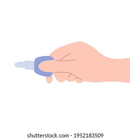 Vector cartoon illustration with hand holding key to unlock door. Car or house key for your design in flat style. Houseowner concept. Buying a house or car. For website, articles and business ideas