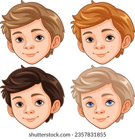 Dibujo vectorial de un hombre apuesto con diferentes colores de cabello