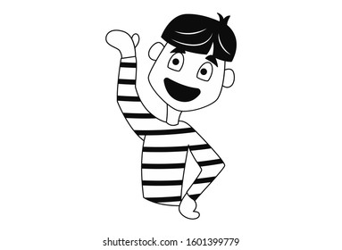 Vector cartoon illustration of happy boy. Isolated on white background.
