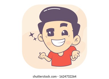 Vector cartoon illustration of happy boy. Isolated on white background.