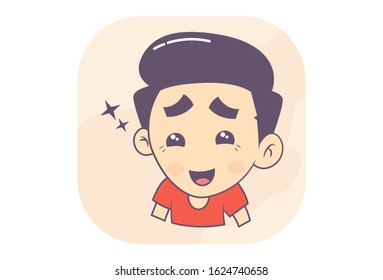 Vector cartoon illustration of happy boy. Isolated on white background.