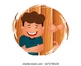 Vector cartoon illustration of happy boy. Isolated on white background.