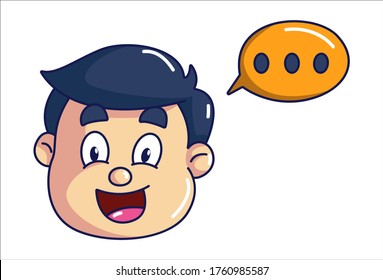 Dibujo vectorial de la cara de un niño feliz. Aislado sobre fondo blanco.