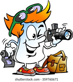 Vector Cartoon illustration of a Happy Editor Paper Photographer Mascot