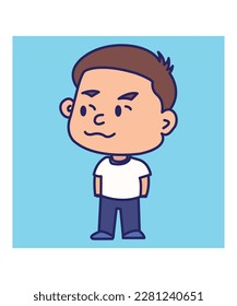 vector cartoon illustration of happy face expression isolated.
