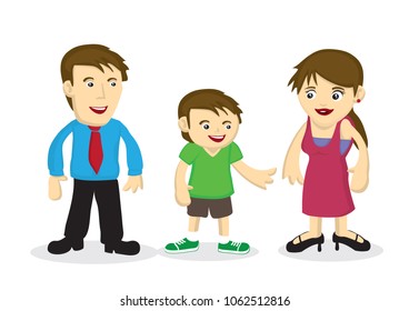Vector cartoon illustration of a happy family. Concept of bonding between family members. 
