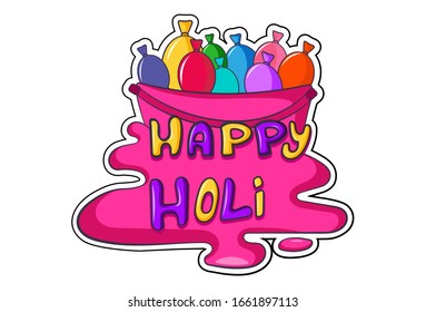 Vektorillustration Cartoon Illustration von glücklichen Holi. Einzeln auf weißem Hintergrund.