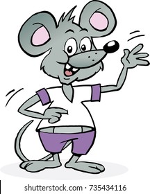 Vector Cartoon illustration of an happy male Mouse