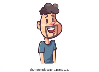 Vector cartoon illustration of happy man . Isolated on white background.