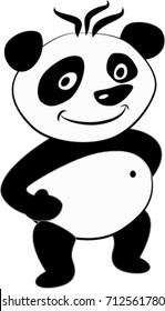 Vector cartoon illustration of a happy panda.
