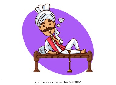 Vector cartoon illustration of haryanvi man. Isolated on white background.