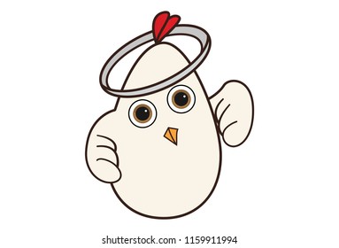 Vector cartoon illustration of  hen .
Isolated on white background.