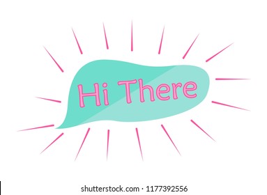 Vector Cartoon Illustration Of Hi There Text. Isolated On White Background. 