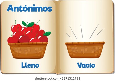 A vector cartoon illustration of high and low in Spanish