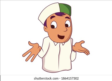 Ilustración de dibujos animados. El chico de Himachali está dando una expresión sorpresa. Aislado sobre fondo blanco.