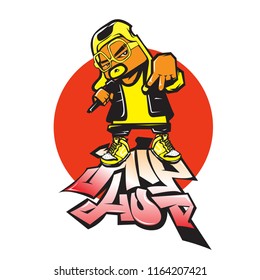 vector cartoon illustration hip hop musician 