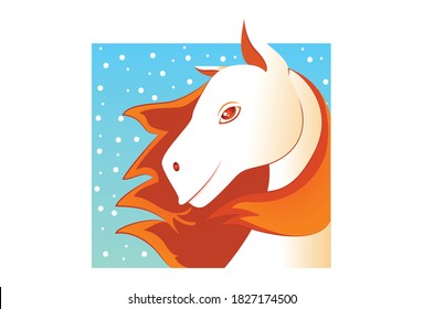 Vector cartoon illustration of horse animal. Isolated on white background.