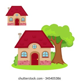 Dibujo vectorial de la casa aislada en fondo blanco.