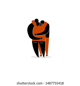 Vector Cartoon Illustration Hugging Couple Isolated Stock Vector ...