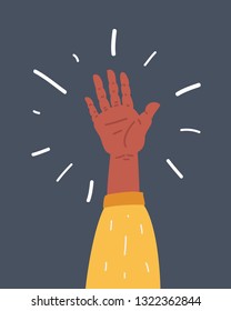 Vector cartoon illustration of human hand isolated on dark background.
