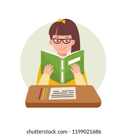 Vector cartoon illustration of Human Hands holding book. Educational concept.