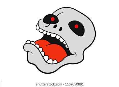Vector cartoon illustration of human skull. Isolated on white background. 