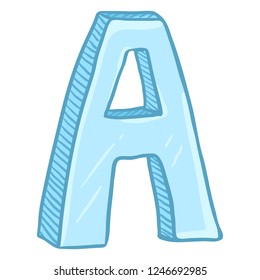 Vector Cartoon Illustration - Ice Blue Letter A