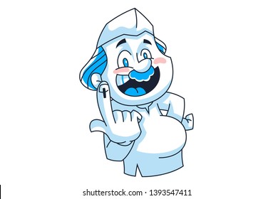 Vector cartoon illustration. Indian politician showing voting sign. Isolated on white background.