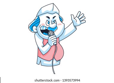 Vector cartoon illustration. Indian politician is giving speech. Isolated on white background. 