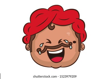 Vector cartoon illustration of Indian uncle is crying. Isolated on white background. 