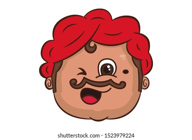 Vector cartoon illustration. Indian uncle is making eyes. Isolated on white background. 