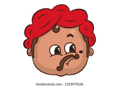 Vector cartoon illustration of Indian uncle naughty face. Isolated on white background. 