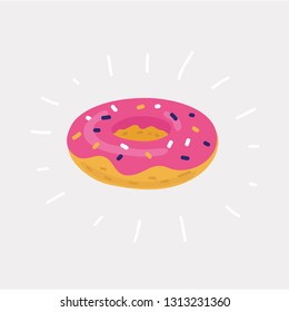 Vector cartoon illustration of The inflatable circle. Donuts on white background. Summer. Pool.