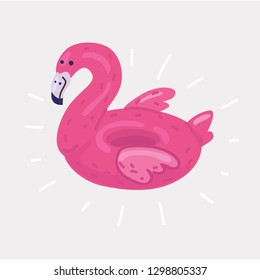 Vector cartoon illustration of Inflatable flamingo. Isolated object on white background.