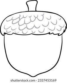 Vector cartoon illustration of an isolated acorn outline on a white background