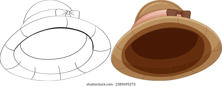 A vector cartoon illustration of an isolated hat with a doodle outline, perfect for coloring pages