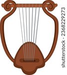 A vector cartoon illustration of an isolated lyre, an ancient Greek musical instrument