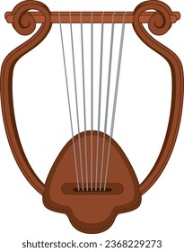 A vector cartoon illustration of an isolated lyre, an ancient Greek musical instrument