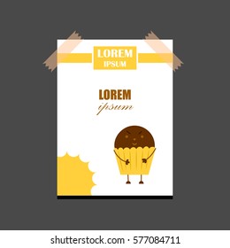 Vector cartoon illustration with isolated muffin character on white background. Food icon design